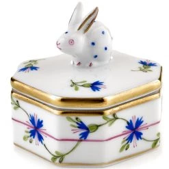 Herend Octagonal Box With Bunny