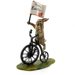Scully & Scully Austrian Bronze Happy Easter Rabbit On Bicycle Figurine