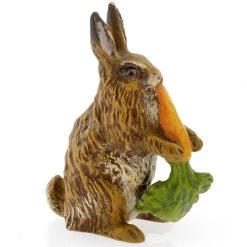 Scully & Scully Austrian Bronze Rabbit Eating Carrot Figurine