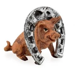 Scully & Scully Austrian Bronze Pig With Horseshoe