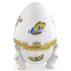 Herend Queen Victoria Egg Bunny Footed Bonbonniere