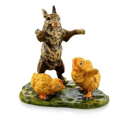 Scully & Scully Austrian Bronze Rabbit With Chicks On Grass