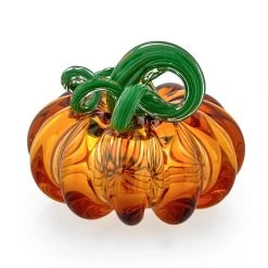 Scully & Scully Crystal Pumpkin Sculptures, Amber & Green