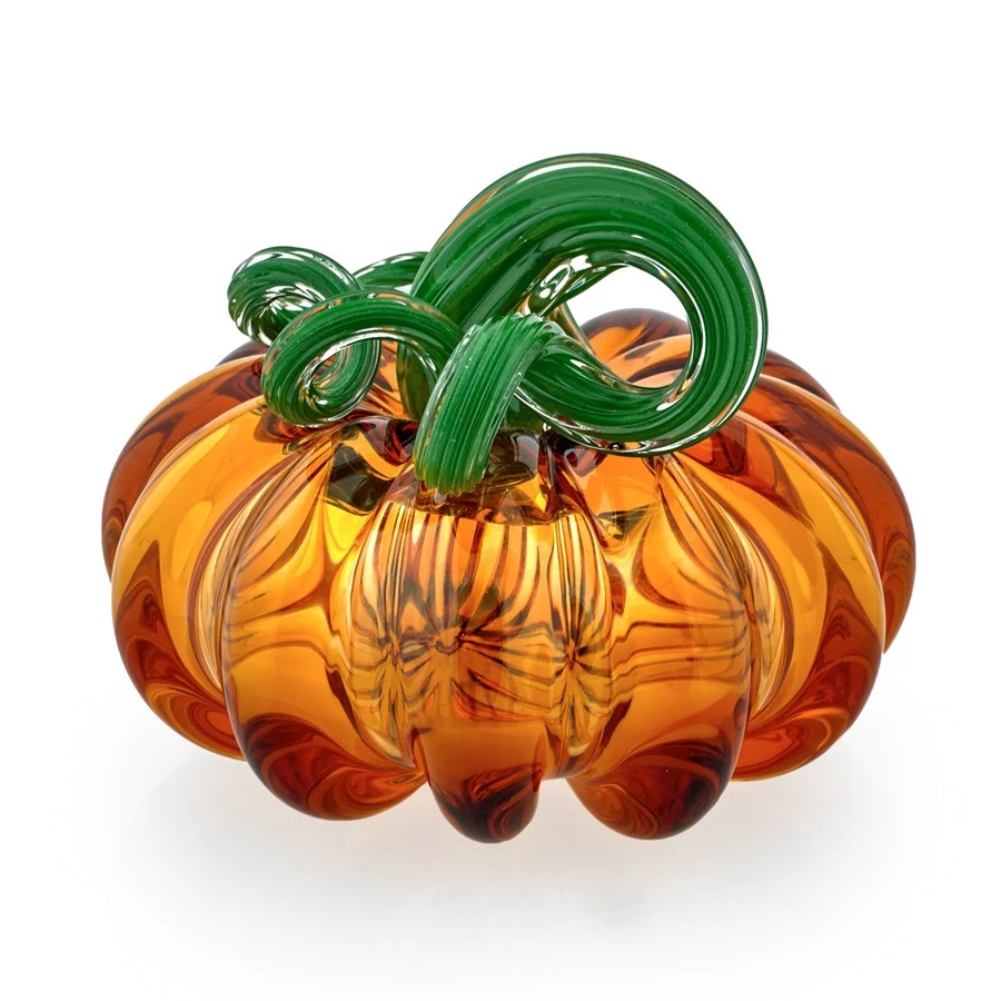 Scully & Scully Crystal Pumpkin Sculptures, Amber & Green 3 Scully & Scully Crystal Pumpkin Sculptures, Amber & Green