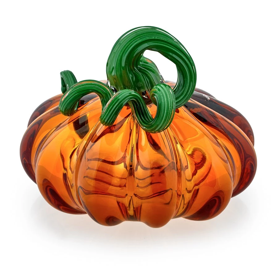 Scully & Scully Crystal Pumpkin Sculptures, Amber & Green 5 Scully & Scully Crystal Pumpkin Sculptures, Amber & Green - Image 3