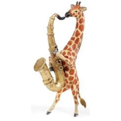 Scully & Scully Austrian Bronze Giraffe Playing Saxophone Figurine