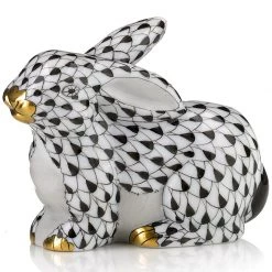Herend Small Black Lying Rabbit, Special Edition