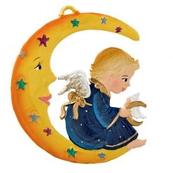 Scully & Scully Pewter Angel Sitting On Moon Ornament