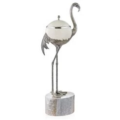 Scully & Scully Silverplated Flamingo Ostrich Egg Box