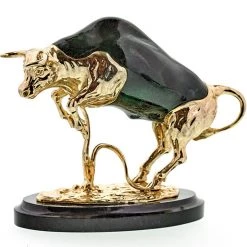 Scully & Scully Goldplated Bull Sculpture With Pen Shell