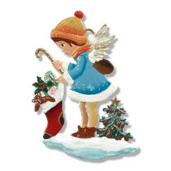 Scully & Scully Pewter Angel With Stocking Ornament