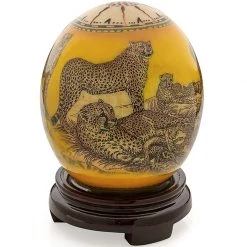 Scully & Scully Decoupage Ostrich Egg With Cheetahs