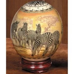 Scully & Scully Decoupage Ostrich Egg With Zebras