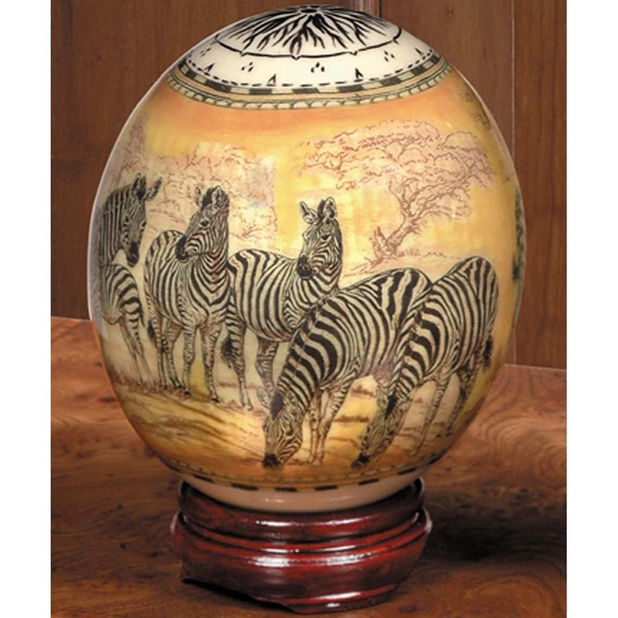 Scully & Scully Decoupage Ostrich Egg With Zebras 3 Scully & Scully Decoupage Ostrich Egg With Zebras