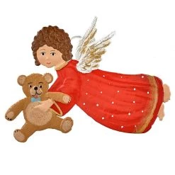 Scully & Scully Pewter Angel With Teddy Bear Ornament