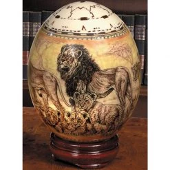 Scully & Scully Decoupage Ostrich Egg With Lions