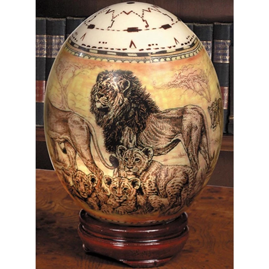 Scully & Scully Decoupage Ostrich Egg With Lions 3 Scully & Scully Decoupage Ostrich Egg With Lions