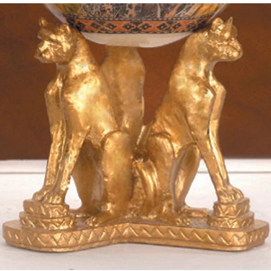 Scully & Scully Decoupage Ostrich Egg With Cheetahs & Pewter Stand 4 Scully & Scully Decoupage Ostrich Egg With Cheetahs & Pewter Stand - Image 2