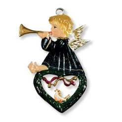Scully & Scully Pewter Angel With Heart Ornament