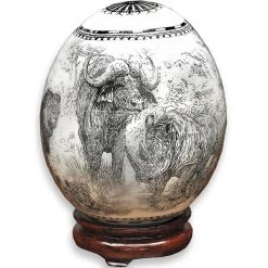 Scully & Scully Black & White Decoupage Ostrich Egg With The Big Five