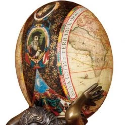 Scully & Scully Ostrich Egg With World Map Design & Atlas Stand
