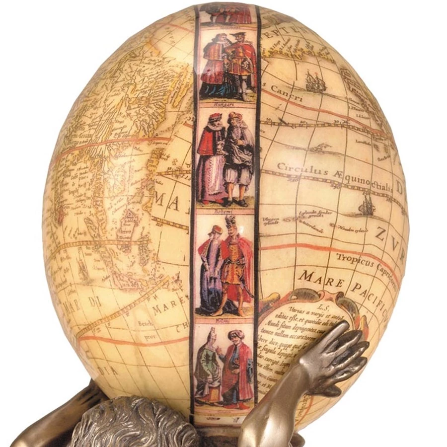 Scully & Scully Ostrich Egg With World Map Design & Atlas Stand 4 Scully & Scully Ostrich Egg With World Map Design & Atlas Stand - Image 2
