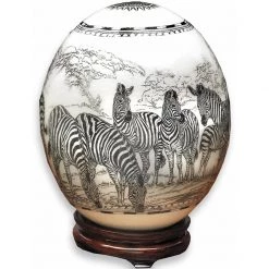 Scully & Scully Black & White Decoupage Ostrich Egg With Zebras