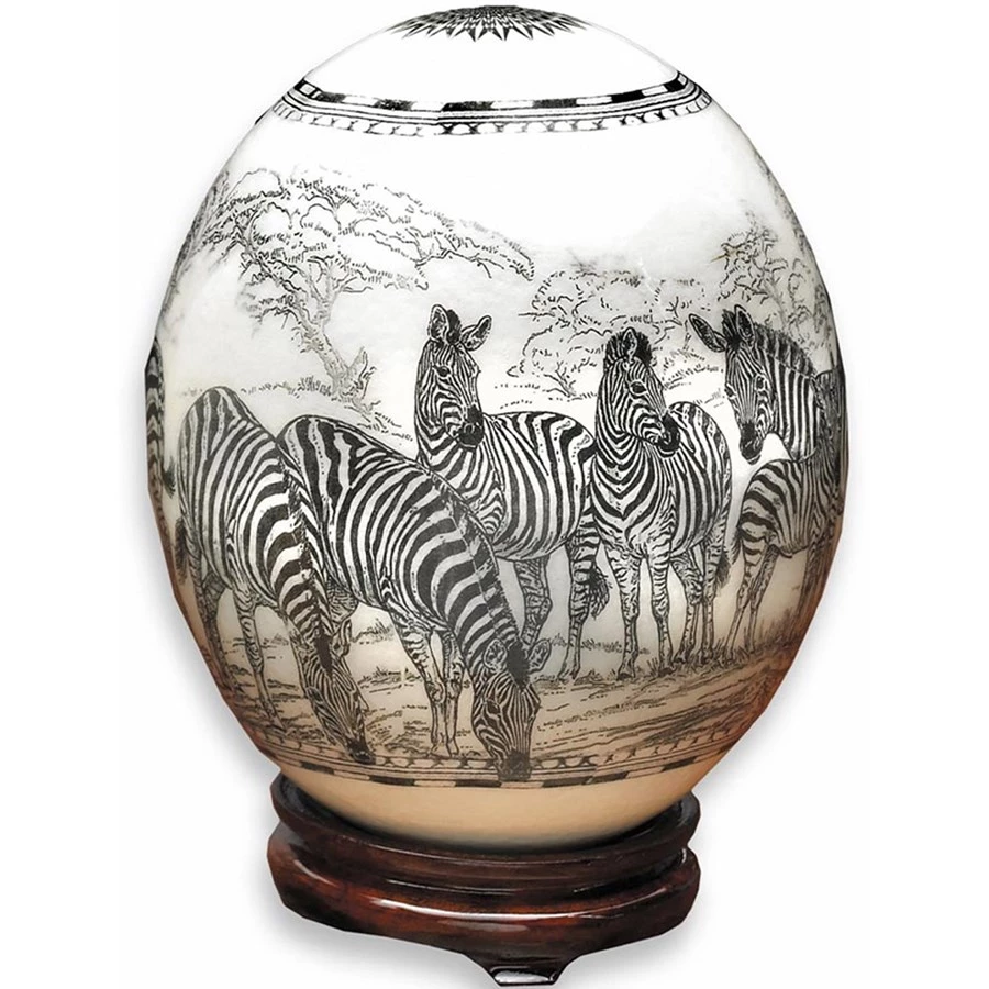 Scully & Scully Black & White Decoupage Ostrich Egg With Zebras 3 Scully & Scully Black & White Decoupage Ostrich Egg With Zebras