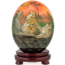 Scully & Scully Decoupage Ostrich Egg With Cheetahs & Warthogs