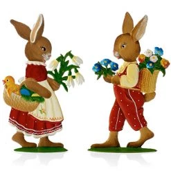 Scully & Scully Pewter Bunny Girl & Boy, Set Of Two