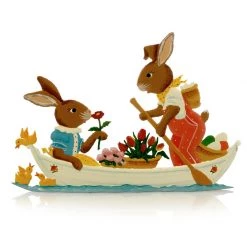 Scully & Scully Pewter Bunny Couple In A Boat