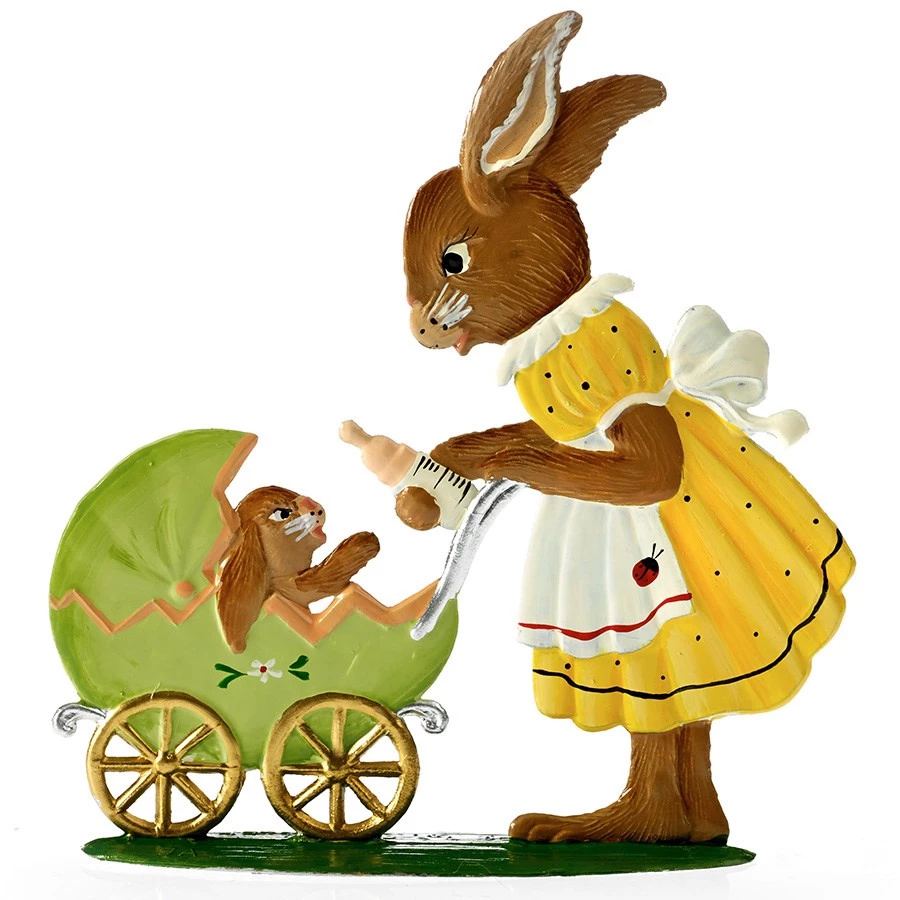 Scully & Scully Pewter Bunny Pushing Carriage 3 Scully & Scully Pewter Bunny Pushing Carriage