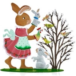 Scully & Scully Pewter Bunny Playing With Puppets