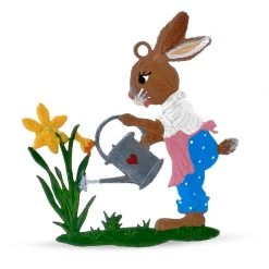 Scully & Scully Pewter Bunny With Watering Can Ornament