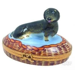 Scully & Scully Black Dachshund Limoges Box