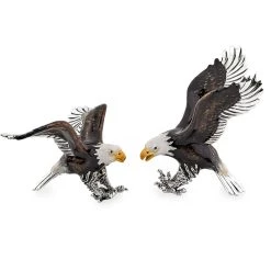 Scully & Scully Sterling Silver & Enamel Eagles Pair