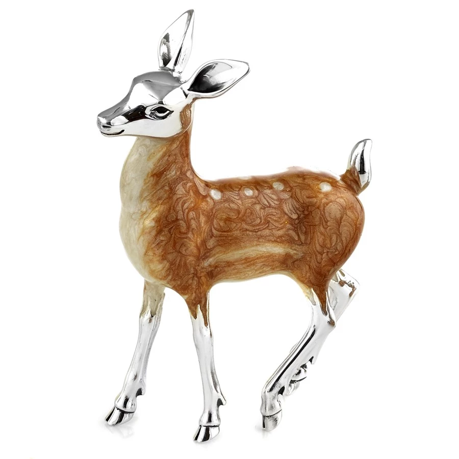 Scully & Scully Sterling Silver & Enamel Doe Pair 3 Scully & Scully Sterling Silver & Enamel Doe Pair