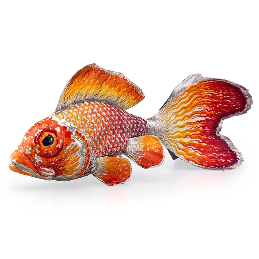 Scully & Scully Sterling Silver Two Tailed Fish, Orange 3 Scully & Scully Sterling Silver Two Tailed Fish, Orange