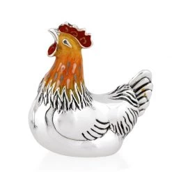 Scully & Scully Sterling Silver & Enamel Rooster & Hen