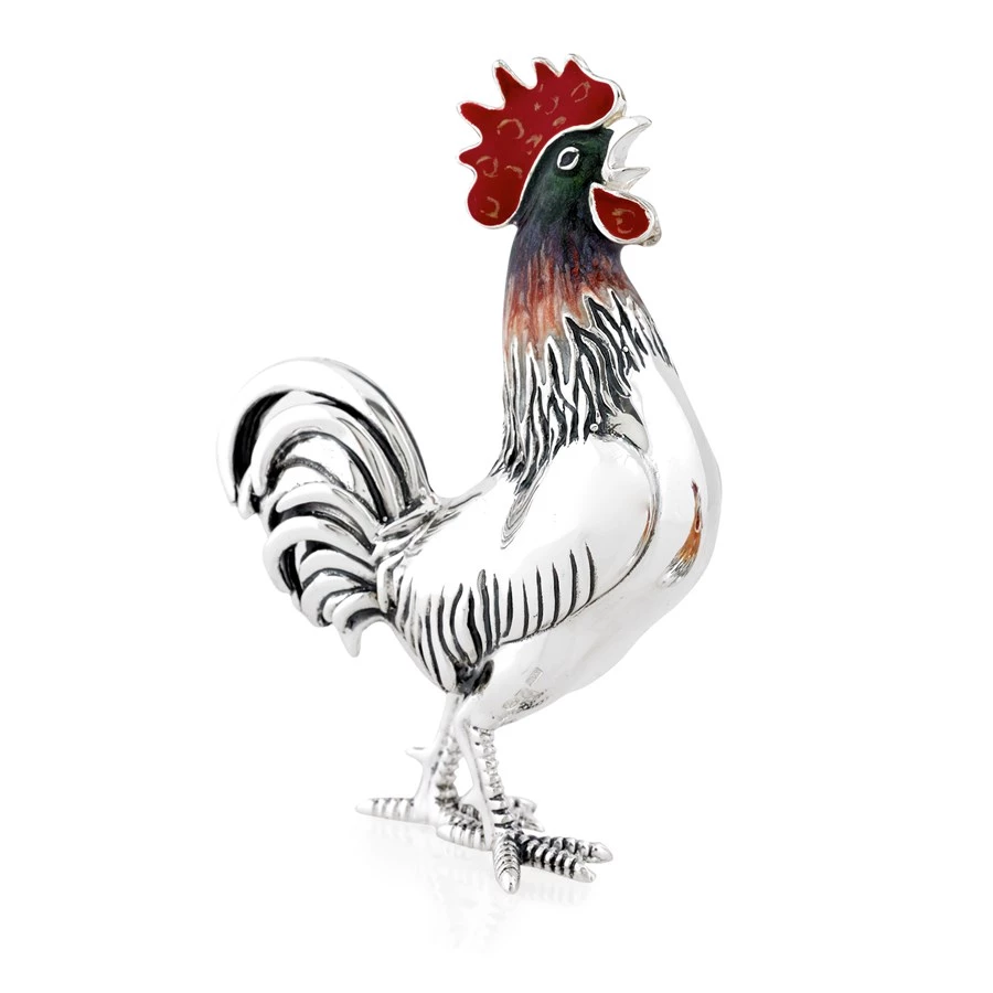Scully & Scully Sterling Silver & Enamel Rooster & Hen 4 Scully & Scully Sterling Silver & Enamel Rooster & Hen - Image 2