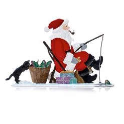 Scully & Scully Pewter Standing Art Ice Fishing Santa