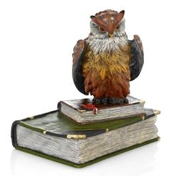 Scully & Scully Austrian Bronze Owl On Two Books, Large Figurine