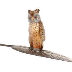 Scully & Scully Austrian Bronze Owl On Feather Figurine