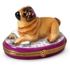 Scully & Scully Pug With Bone Limoges Box