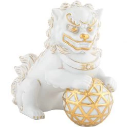 Herend Golden Edge Guardian Foo Dogs