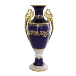 Herend Reserve Cobalt Blue & Gold Swan Vase