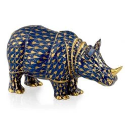 Herend Rhinoceros, Cobalt & Gold
