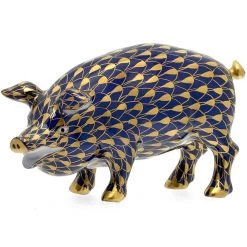 Herend Pig Cobalt
