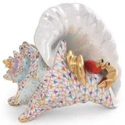 Herend Reserve Conch Shell With Curious Crab