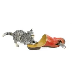 Scully & Scully Austrian Bronze Cat Chasing Mouse Through Slipper